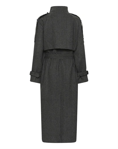Gestuz - GZAvic Long Frakke - Herringbone Black/Grey